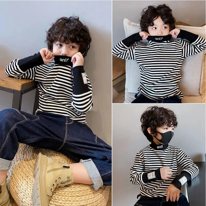 

Children's wear boys long sleeve top kids children cotton T-shirt stripe bottoming t-shirt clothes P5496