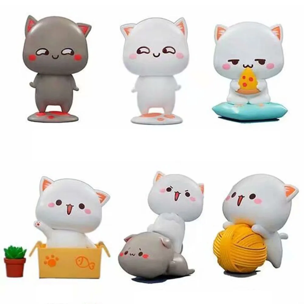 Лидер продаж маленькая белая фигурка кота кукла глухая коробка девочек и