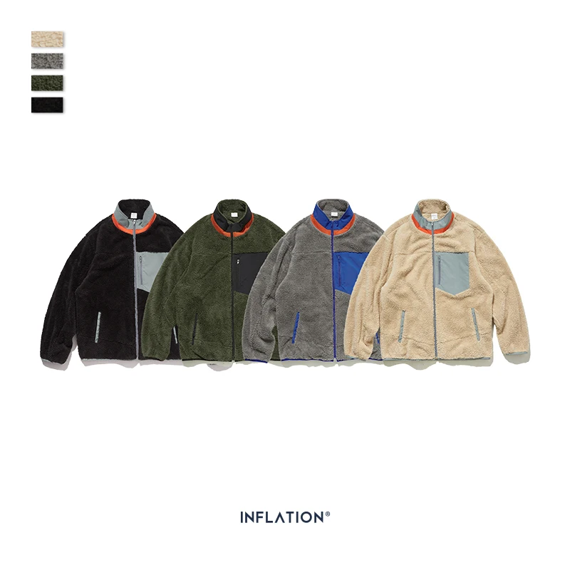 Инфляция Для мужчин из берберского флиса Зимняя куртка пальто Хай-стрит свободный покрой Poler флис Для мужчин пальто с высоким воротником Для мужчин куртка 9744W