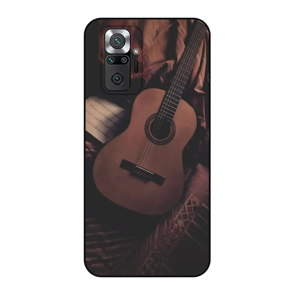 Гитара Les Paul Gibson самая популярная Redmi Note 10 10s Pro 4G 5G Черная задняя 3D оболочка