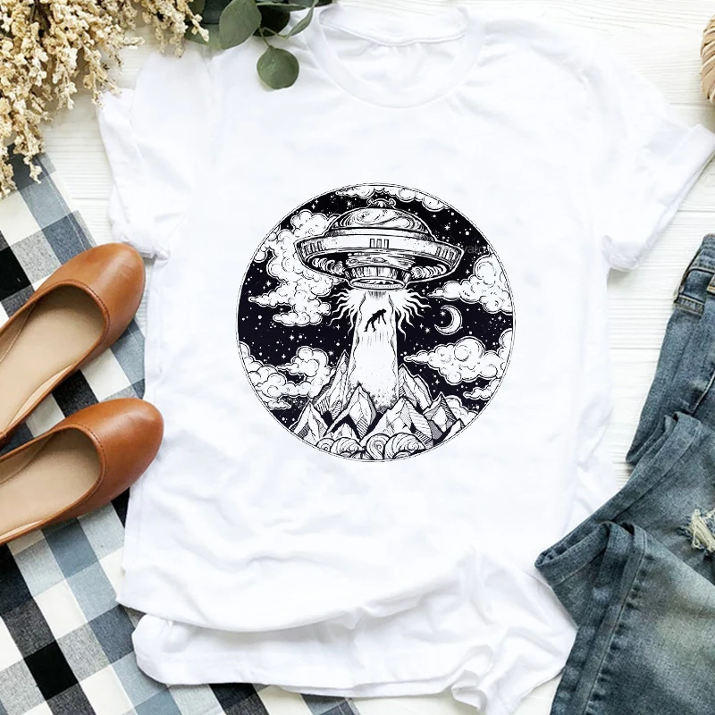 

Women Lady Hand Space Funny Cute Summer Autumn 90s Print T Tee Womens Tshirt for Female Shirt Clothes Top Graphic T-shirt