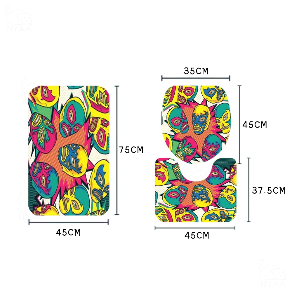 Занавески для ванной 4 шт. яркие водонепроницаемые с изображением мексиканского