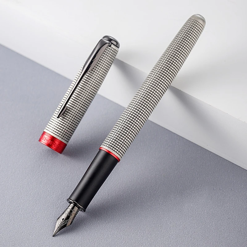 

Ручка перьевая Jinhao 75, Классическая чернильная ручка в клетку, с пепером и вольфрамовым стальным черным наконечником, школьные и офисные принадлежности