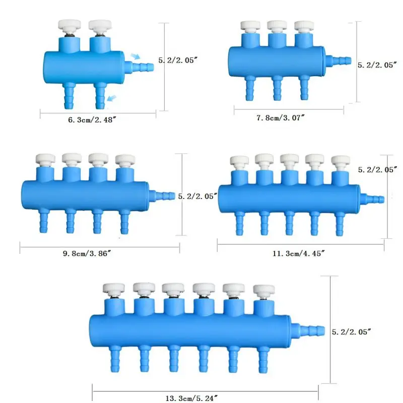 4/6/8/10/12 головки управления потоком воздуха распределитель труб для аквариума