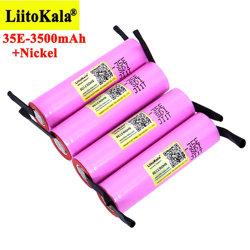 Аккумулятор Liitokala INR18650-35E, 3,7 в, 3500 мА ч, 13 А, для фонариков + никелевый лист