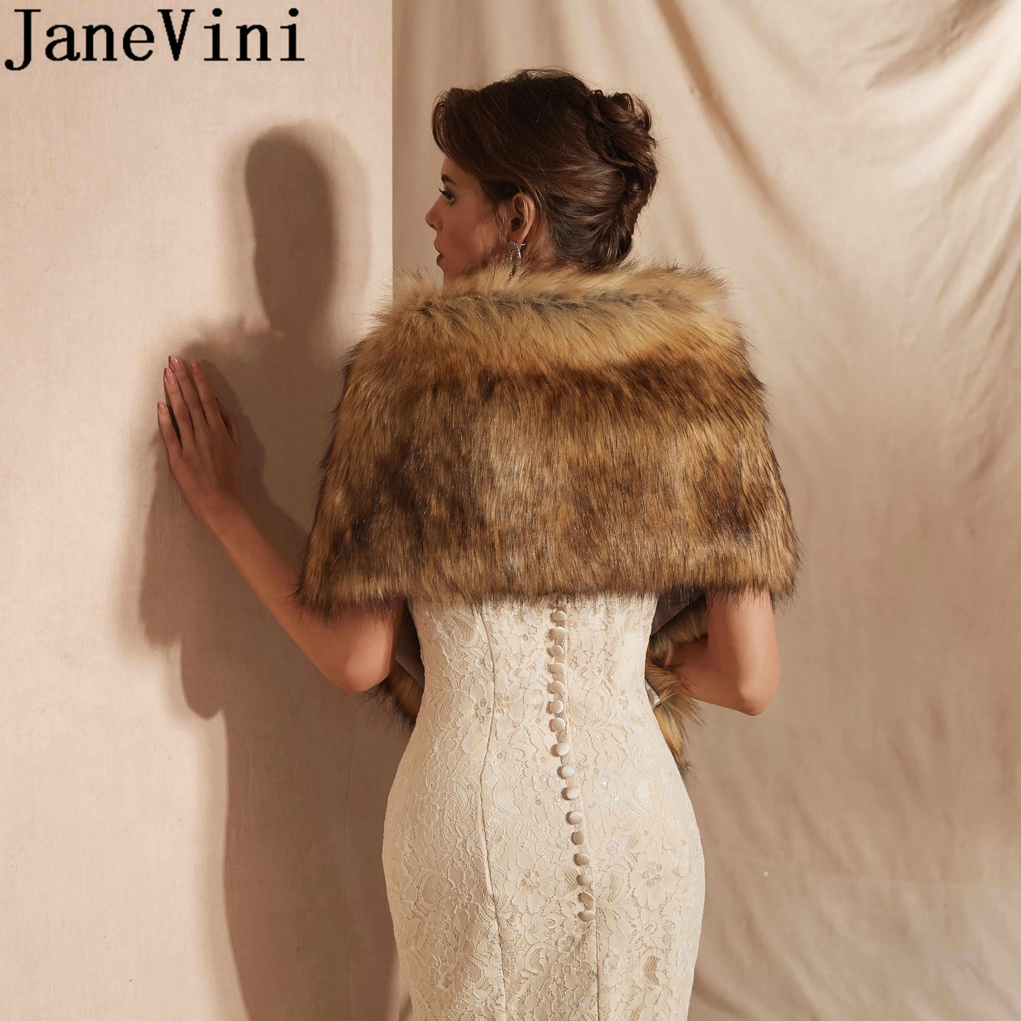 JaneVini зимнее меховое свадебное болеро накидка Chaquetas Mujer Женские аксессуары