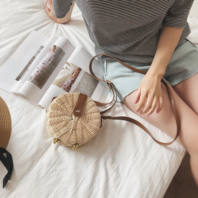 

Summer Woven Bag Beach Round Women's Pack 2020 New Single Shoulder Lipstick Packet Casual Small Bags C796