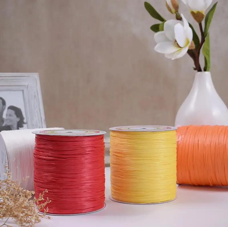 250 м/рулон атласная Пряжа из рафии сахарной ваты для вяжущие крючком соломы пряжа