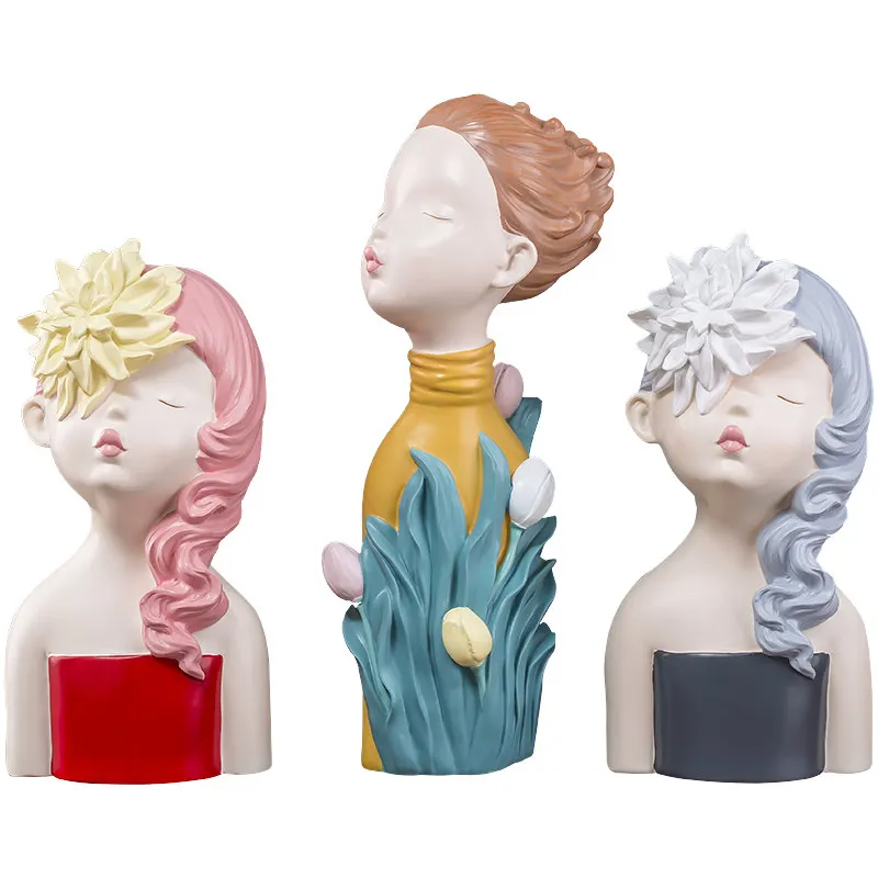 EUROPEAN CREATIVE RESIN GIRL STATUES DECORATION HOME BEDROOM DESK FIGURINES CRAFTS LIVINGROOM TABLE SCULPTURE ORNAMENTS ART | Дом и сад