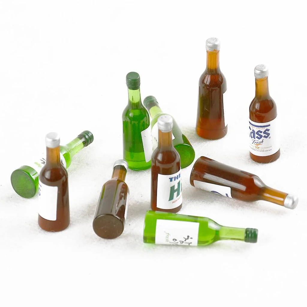 

10 Pcs 1:12 Table Top Deco Bottles Doll Food Living Room Accessories