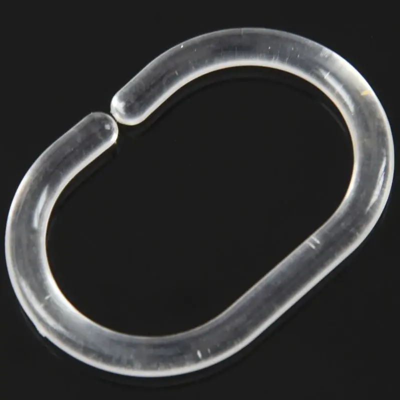 

12Pcs Plastic Bathroom Shower Curtain Hooks Rings - Clear