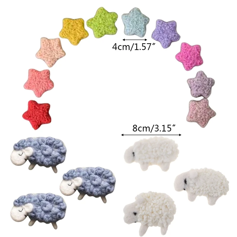 

3/10Pcs DIY Handmade Baby Felt Stars/Lamb Home Party Decoration Photography Prop QX2D