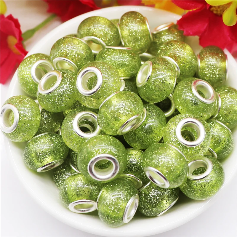 

10Pcs Glitter European Large Hole Spacer Beads Colorful European Rondelle Beads Charms for DIY Bracelet Necklace Jewelry Making