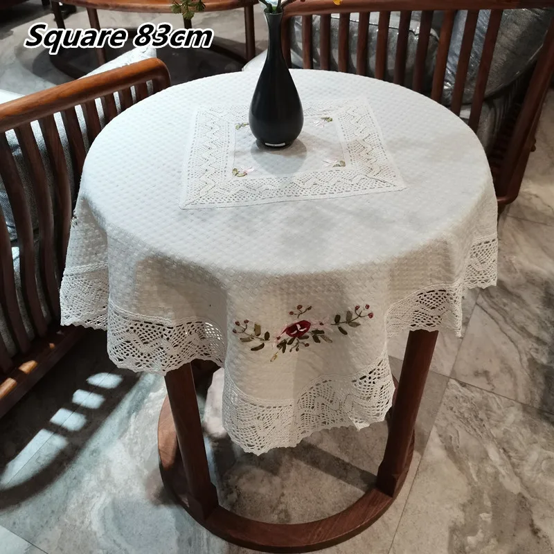 Скатерть хлопковая квадратная с вышивкой Классическая пасторальная