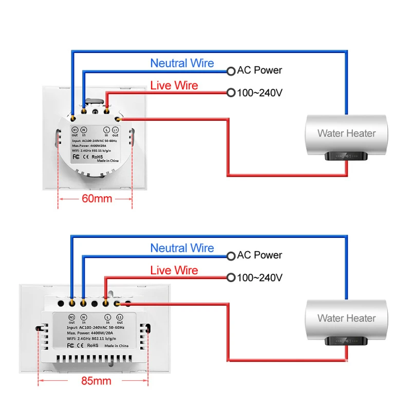 

EU US Standard WiFi Boiler Switch Smart Water Heater Switch Smart Life Tuya App Work With Alexa Google Home Dropship