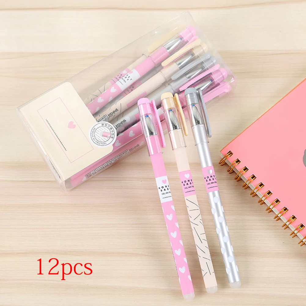 

12 Pcs /set Writing Tools Blue Refill Gel Pen Multipurpose 0.5mm Tip Stationery Fresh Plastic Office Supplies Erasable Smooth