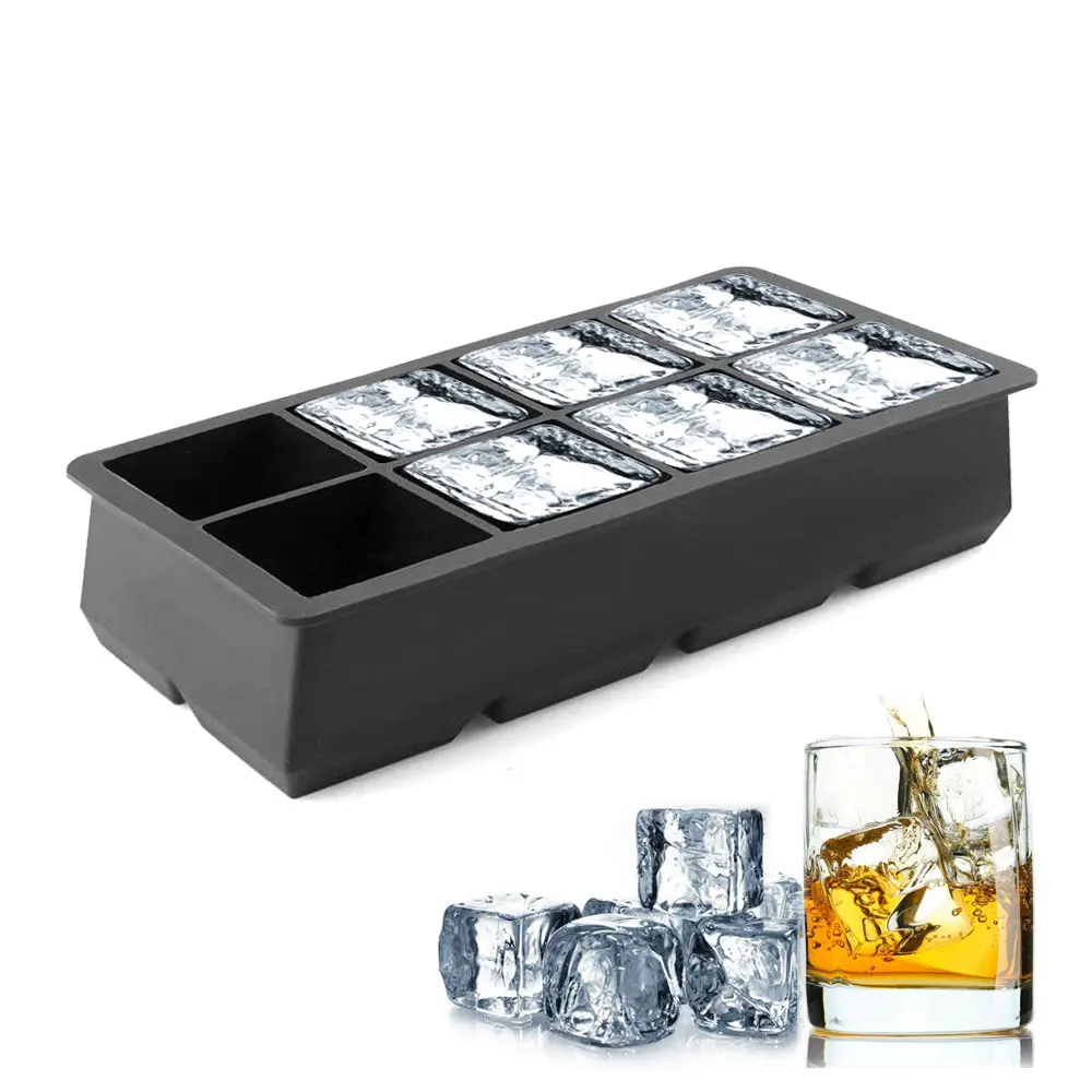 Большая форма для льда с 4/8 ячейками большая силиконовая квадратный поднос