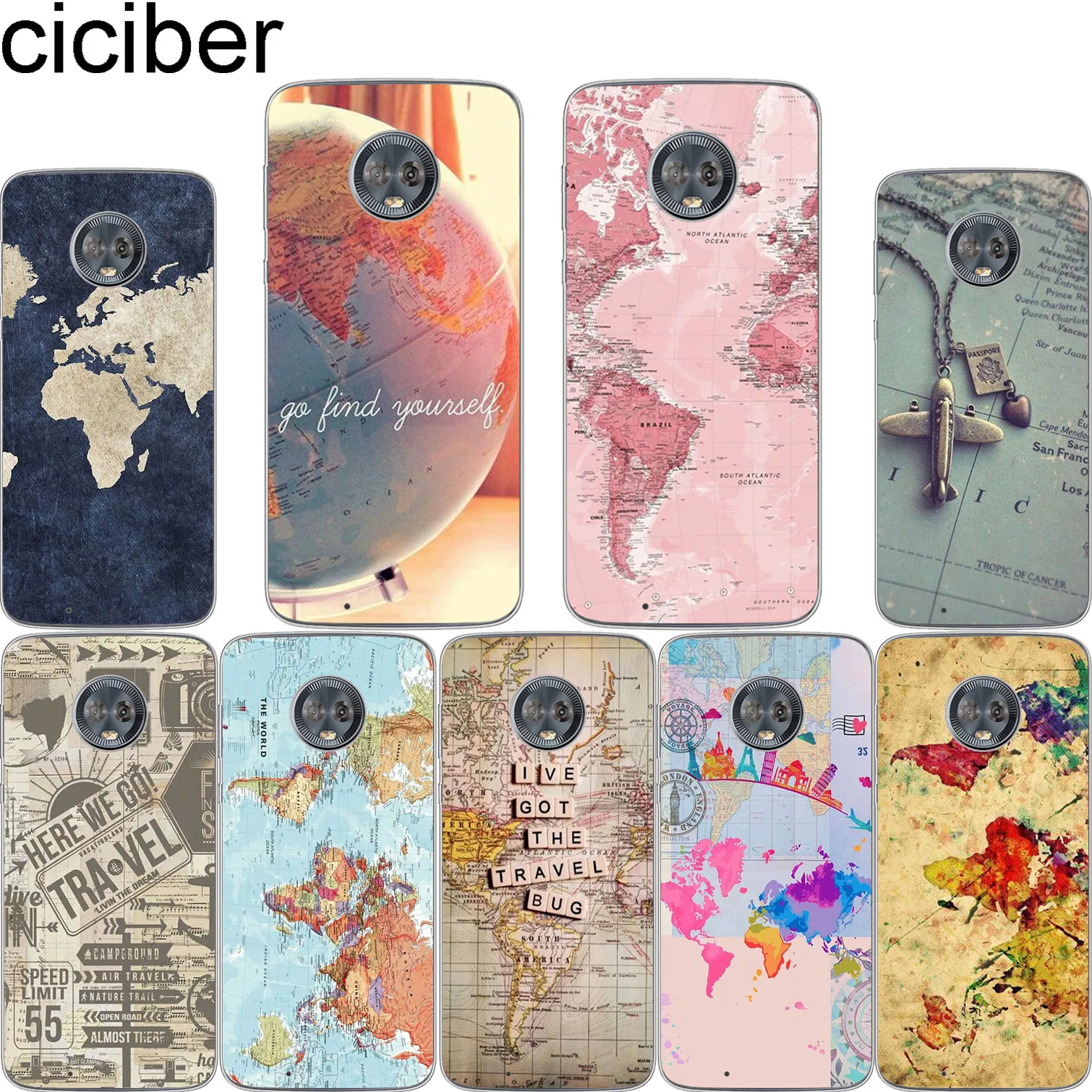 Ciciber Map для Motorola Moto C Z2 Z3 ONE P30 G4 G5 G5S G6 E3 E4 E5 Plus Play Power X4 M Мягкие силиконовые прозрачные