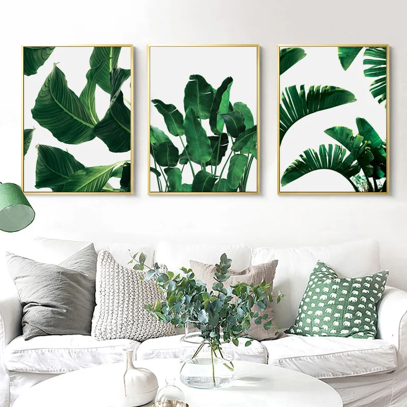Настенные художественные Декоративные плакаты с принтом зеленых листьев