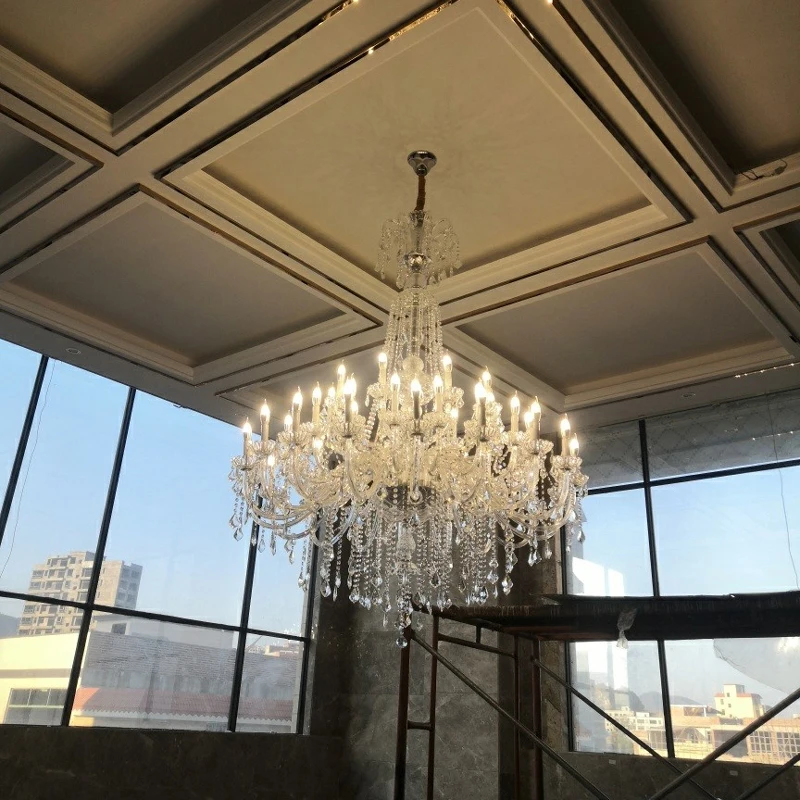 Современная хрустальная люстра большая лампа для освещения светодиодная с