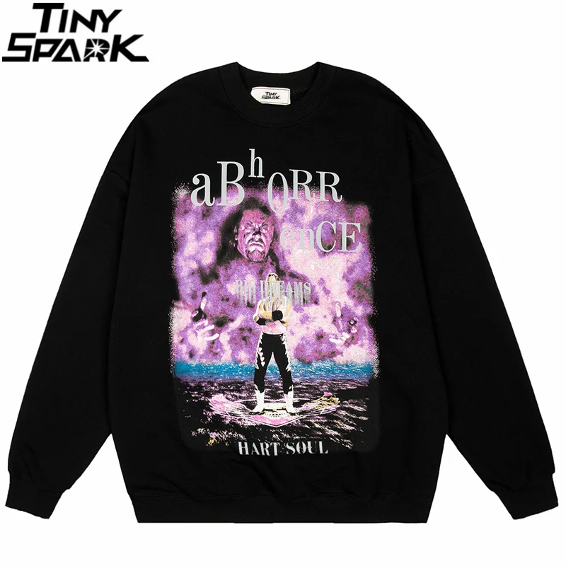 

Мужской пуловер оверсайз в стиле хип-хоп, толстовка в уличном стиле с графическим буквенным принтом Harajuku, 2021 осенний хлопковый Повседневный...