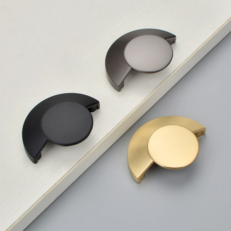 

Semicircle Cupboard Handles Drawer Knob And Pulls Modern Black Locker Handle Golden European Light Luxury Wind Gray Hardware