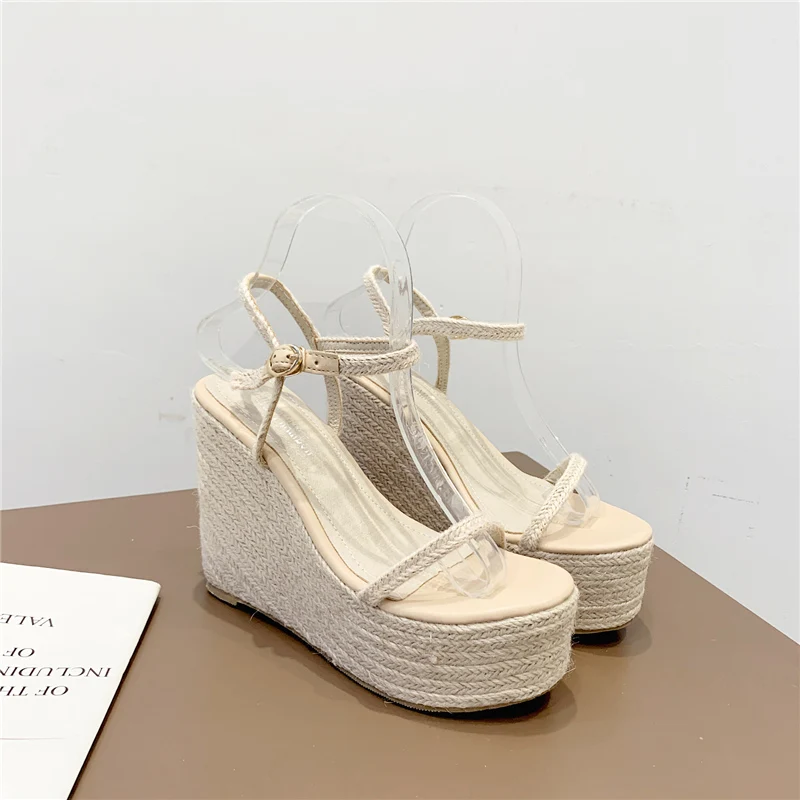 2019 г. женские босоножки на танкетке высоком каблуке 12 5 см м Женская плетеная