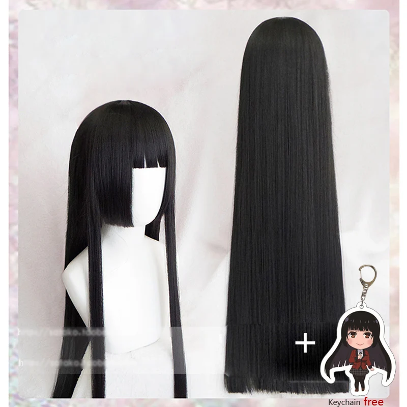 

Парик для косплея Kakegurui Yumeko Jabami, 100 см, черные прямые термостойкие синтетические волосы, парик для косплея