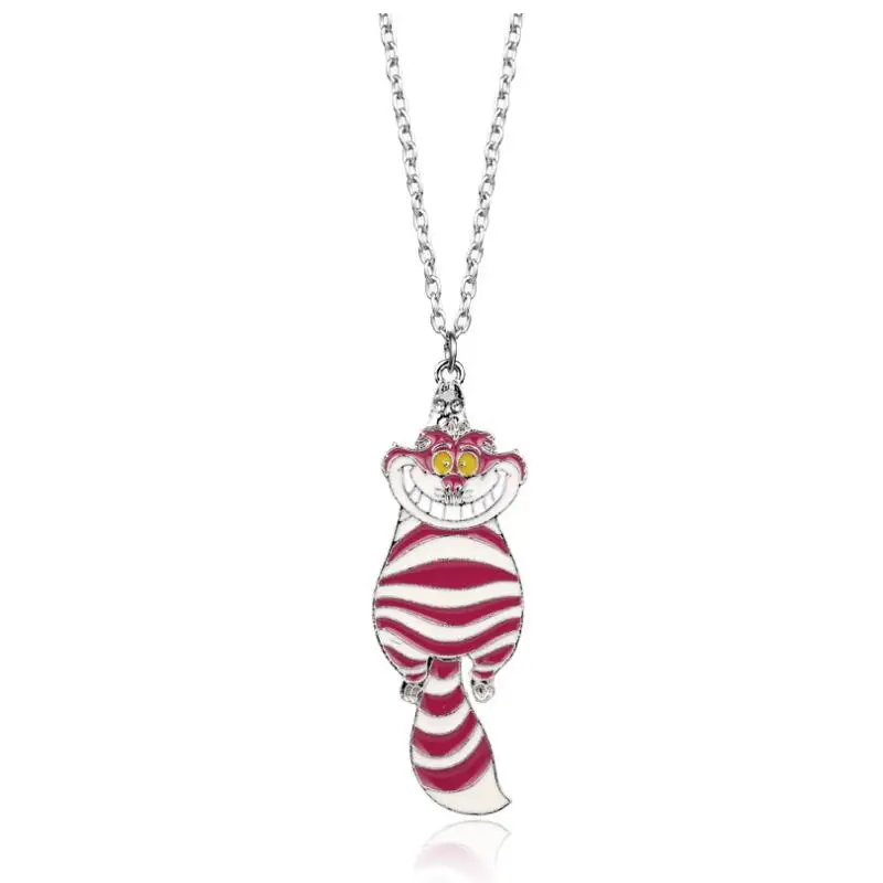 necklace Уникальная Ювелирная брошь Алиса в стране чудес Чеширский кот, эмалированные булавки, значок для рюкзака, броши для мужчин, женщин, детей, подарок - Окраска металла: necklace