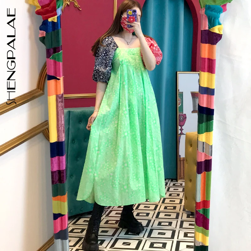 Женское винтажное платье макси SHENGPALAE свободное тонкое элегантное с высокой