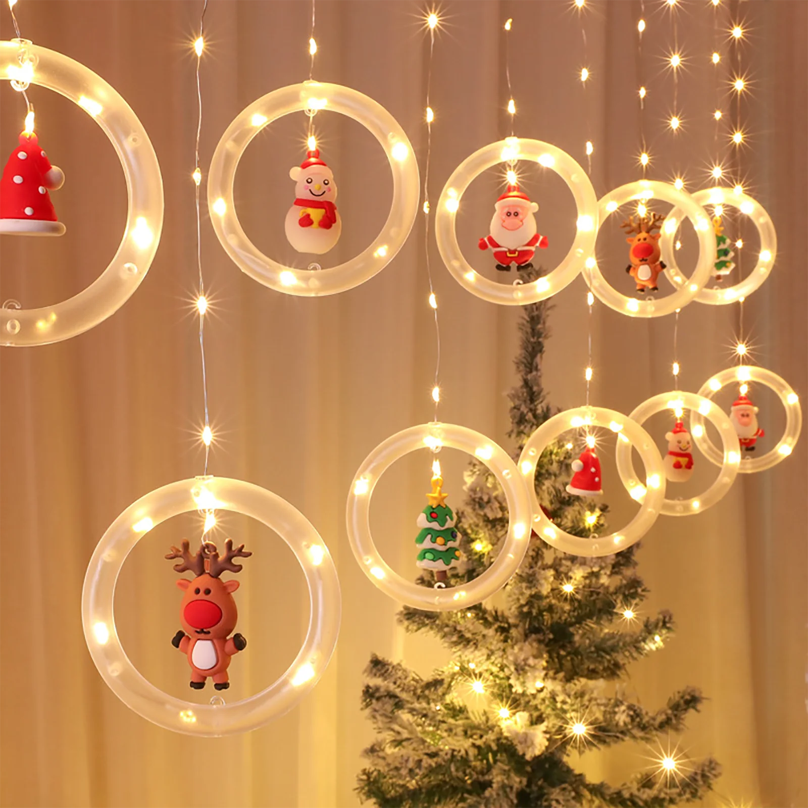 

LED Lights Wishing Ball Icicle Light String Santa Claus, Snowman, Elk, Christmas Tree, Christmas Decorations Window String Light