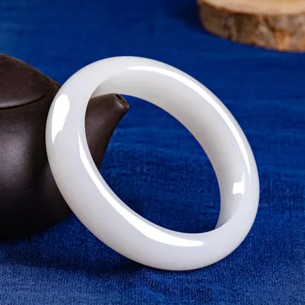 Натуральный белый нефрит 54 64 мм браслет элегантная принцесса ювелирные изделия