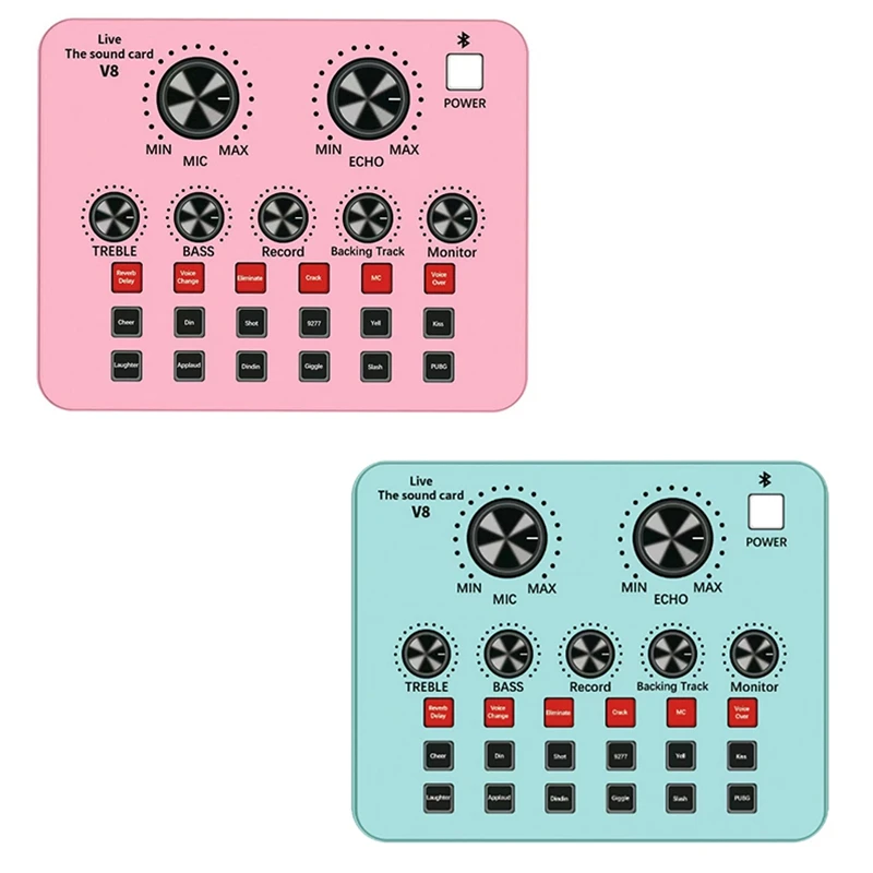 

Bluetooth Live Sound Card 12 Kinds of Sound Effects Voice Converter for Live Singing Karaoke Home Audio and Video