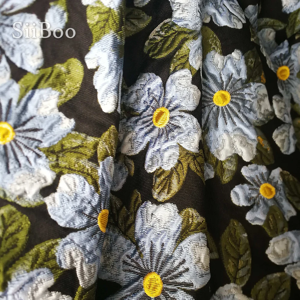 Элегантный цветочный жаккард парча ткань одежда для платья Пальто Зеленый tissu