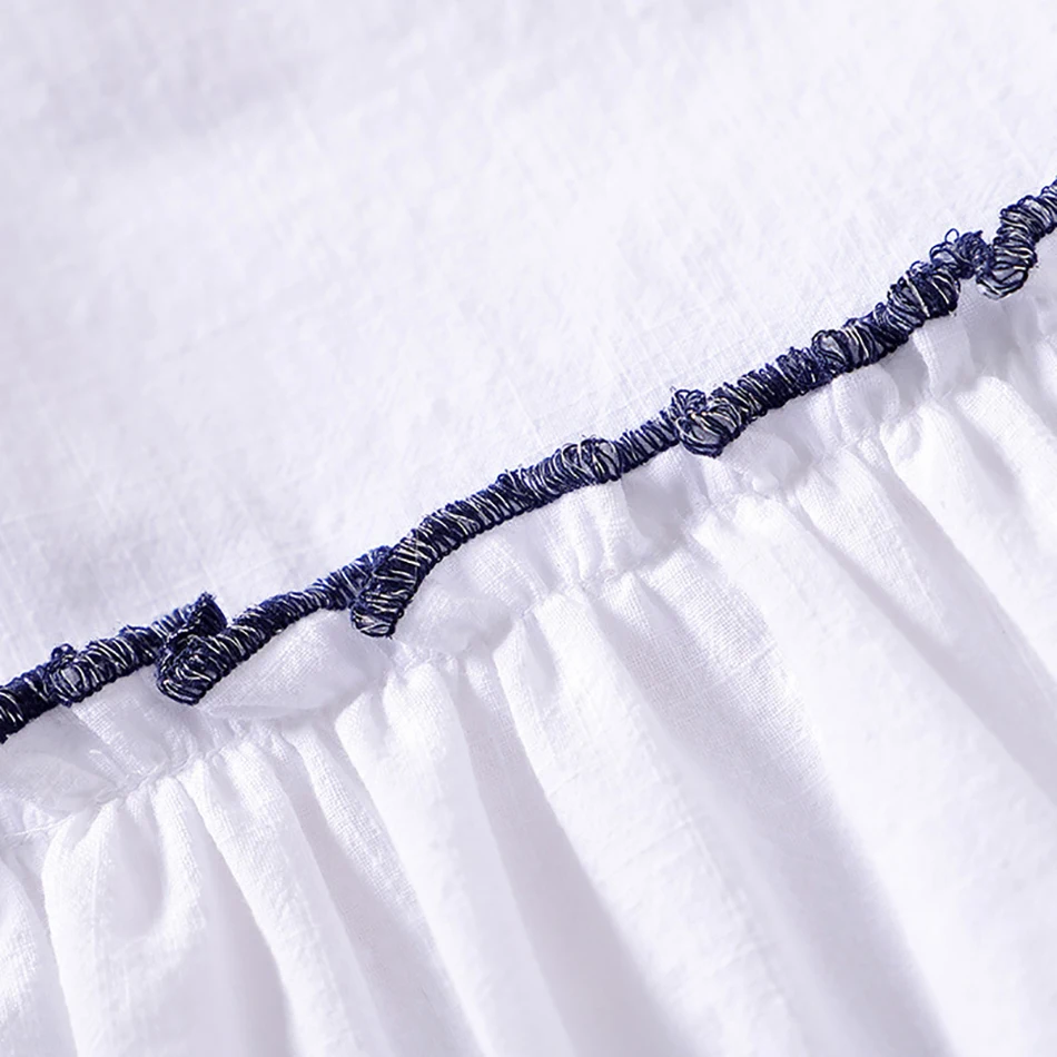 

Children's New Princess Dress Solid Short Sleeve Skirt Casual White Cotton Dress for Girls Tollar Baby Clothes 2021