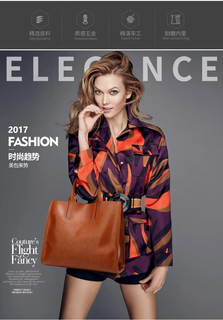 Genuine leather Women handbags New handbags Cross-border goods Simple handbag Ms. Briefcase Shoulder Messenger