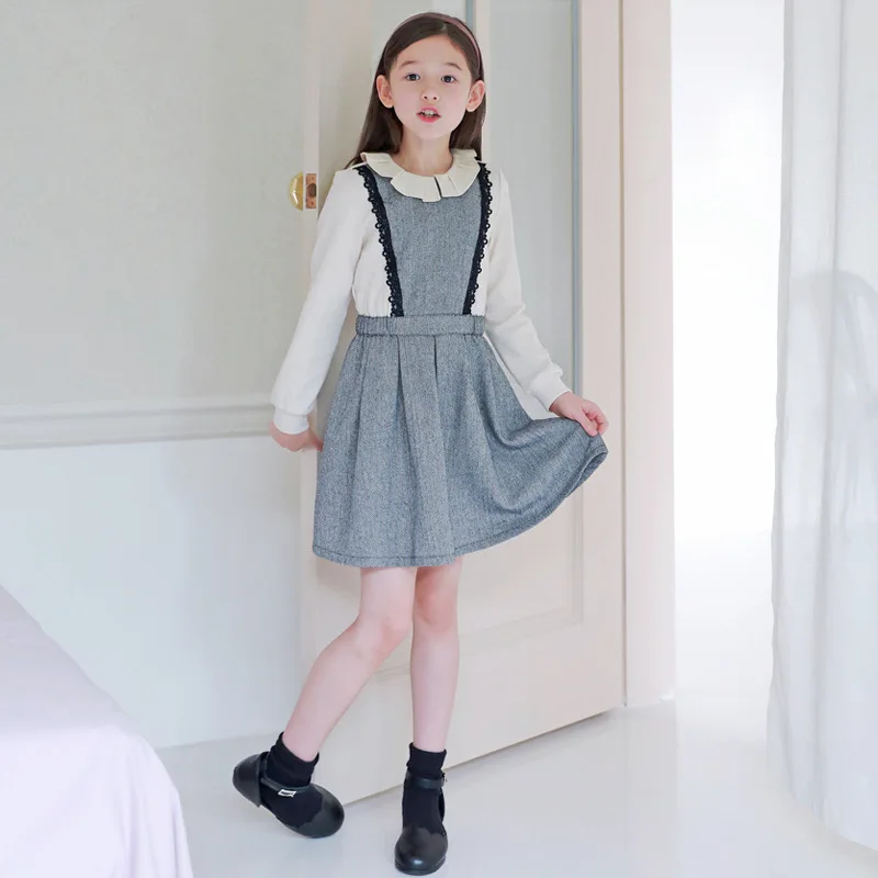 Осень 2019 г. новая одежда для девочек-подростков модное платье из двух предметов