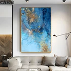 Абстрактная Золотая фольга, холст, живопись, синий печатный плакат, большая Настенная картина для гостиной, скандинавские рисунки, абстрактный синий плакат