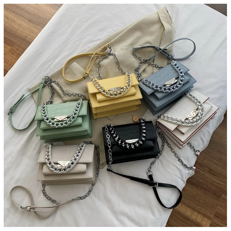 

Crocodile Pattern Women Shoulder Bags Crossbody Bag Pu leather Small flap bags for Female Solid Color ladies Handbags 2020