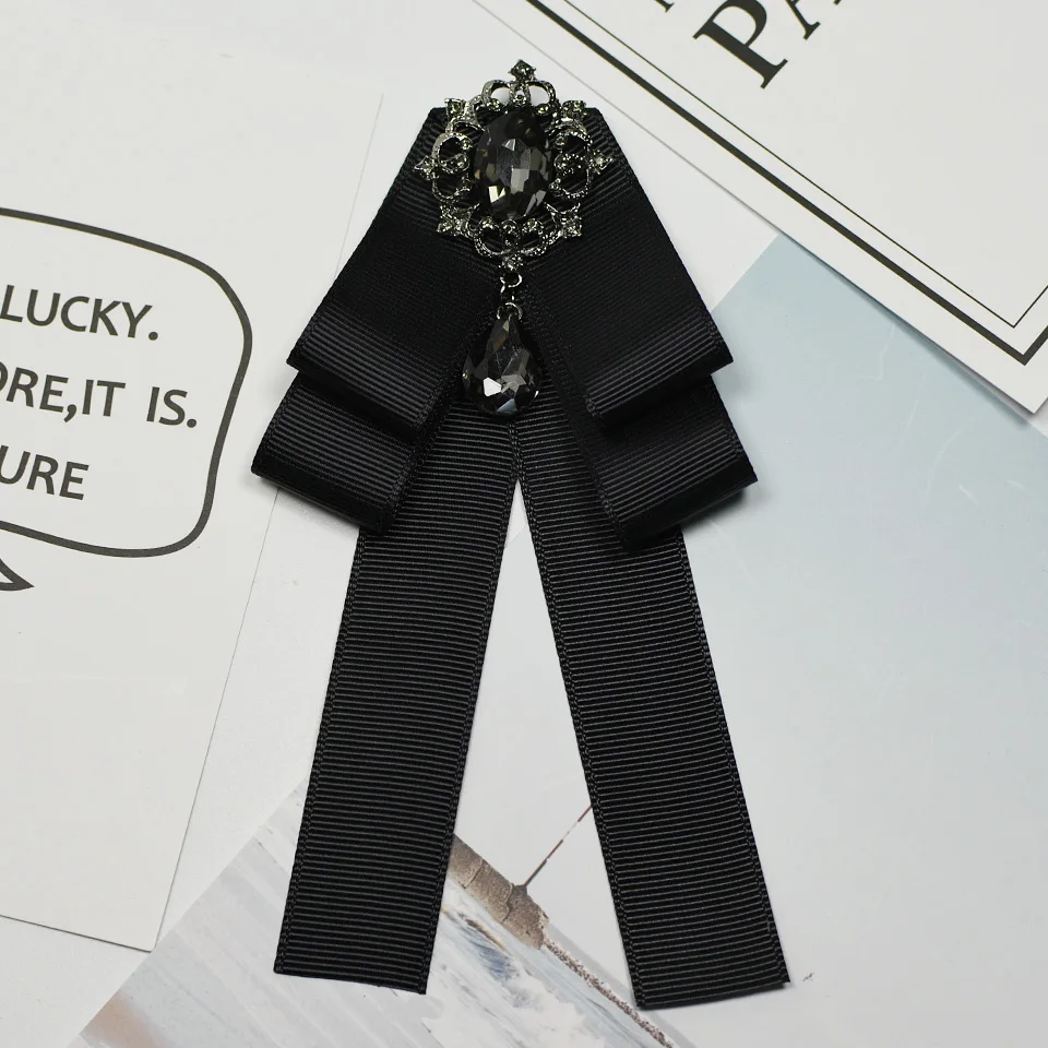 Black 1 Я-Remiel модный галстук-самовяз, с завязками, с брошкой воротник Винтаж шпильки и броши аксессуары воротника рубашки подарки для гостей Броши Для женщин - Окраска металла: Black 1
