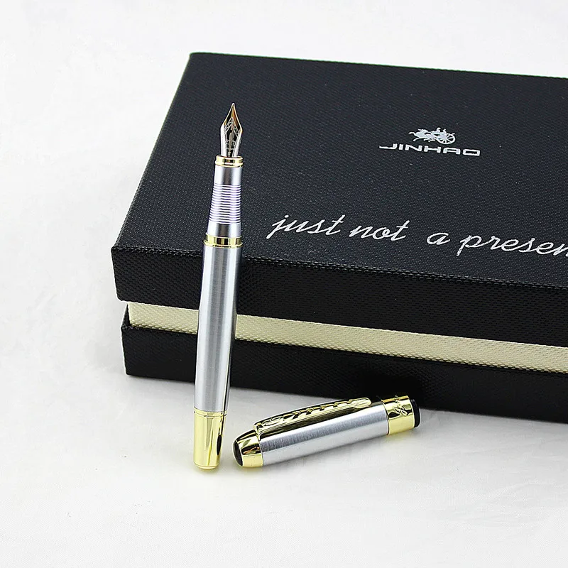 Jinhao 250 Гладкий зажим для шампанского и серебра 0,5 мм/1,0 мм ручка для каллиграфии высококачественная металлическая авторучка ручки для рождественского подарка