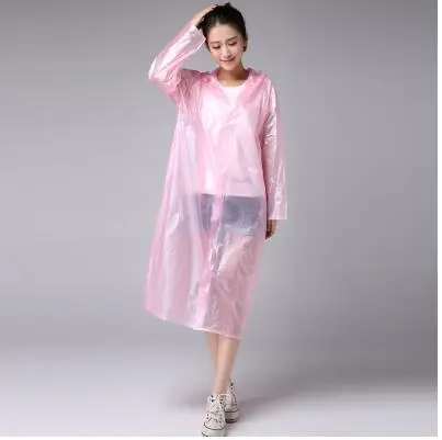 AT light pink Взрослый утолщенный плащ-пончо модный прозрачный дождевик студенческий соединенный длинный путешествия Пешие прогулки ПВХ пластиковый дождевик - Цвет: AT light pink
