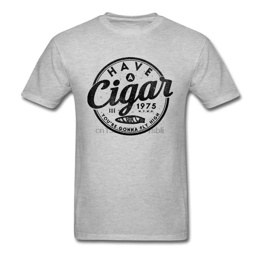 

2019 New Fashion Round Collar Pure Cotton Tshirts Men Gray T Shirts Have A Cigar High Quality Wear Clothing Harajuku Streetwear