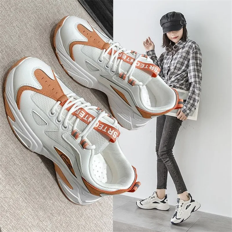 

Women running shoes Vulcanize Shoes Casual Fashion Comfortable Breathable White Flats Female Platform Sneakers Chaussure Femme
