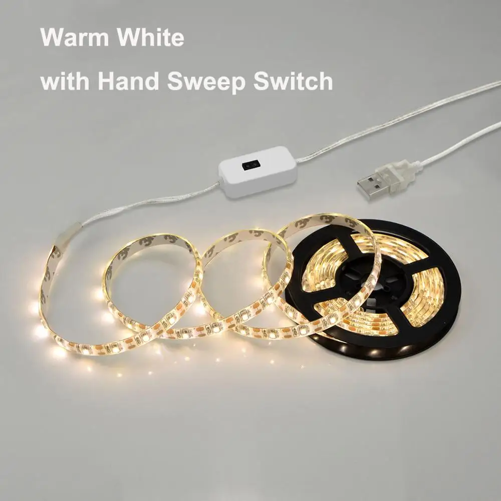 With Sensor Switch Кухонный шкаф ящик СВЕТОДИОДНЫЙ Фонарь ручной датчик развертки USB 5 В световая лента 1 м 2 м 3 м 4 м 5 м ТВ Подсветка USB мощность Светодиодная лента - Цвет: With Sensor Switch