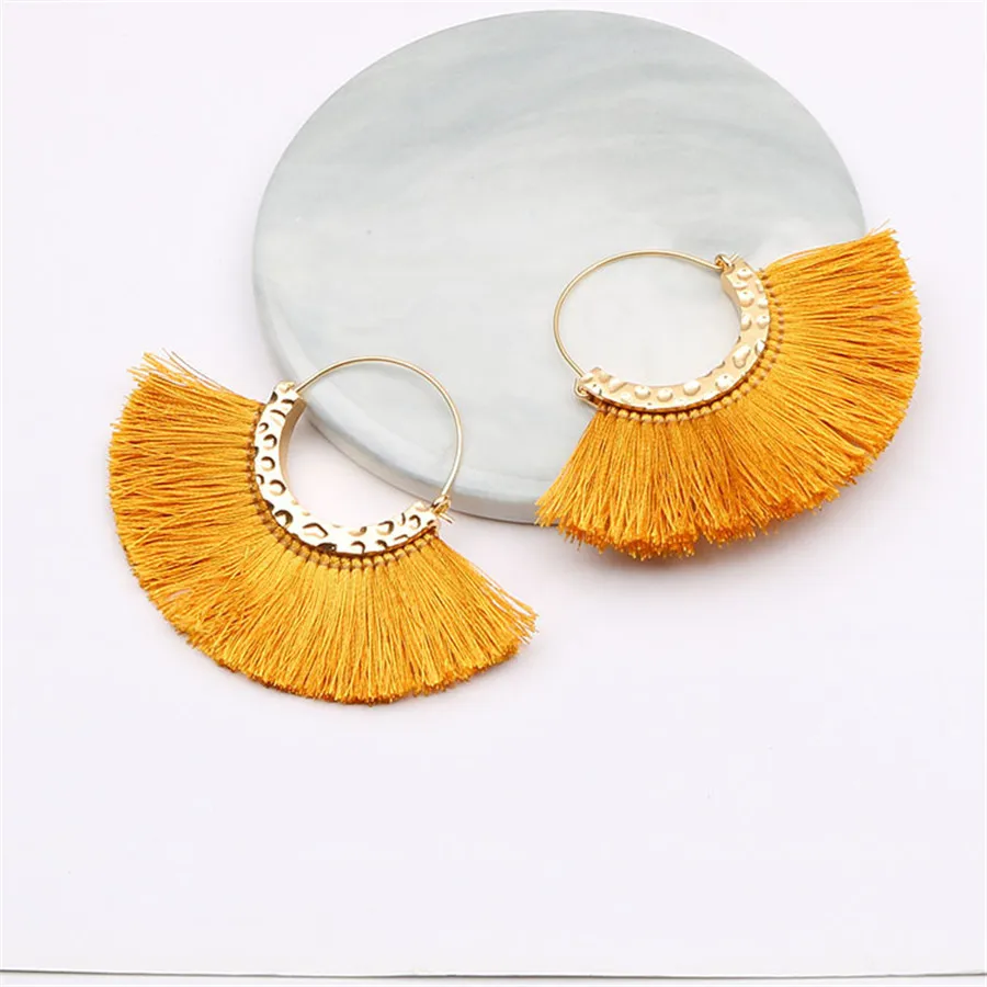 2019 New Design Bohemian Tassel Earrings for Women Retro Sector Shape Rope Fringes Party Drop Ethnic Dangle | Украшения и