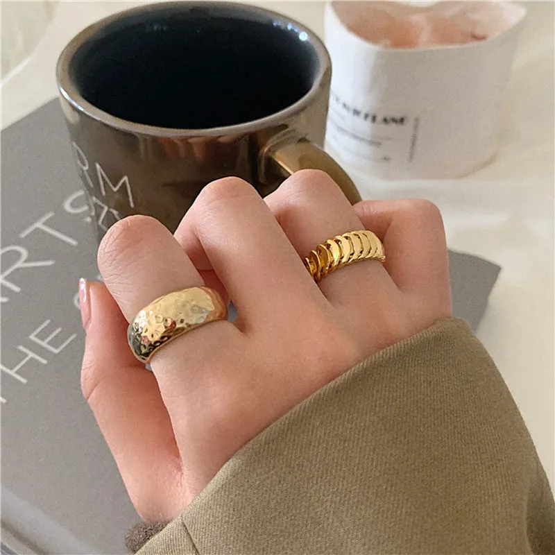 

New Vintage Style Punk Gold Metal Adjustable Fashion Rings For Women Students Knuckle Jewelry Party Daily Accessories