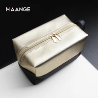 the manufacturer sells maangemaang new product litchi pattern black gold cosmetics brush bag and cosmetics collection bag