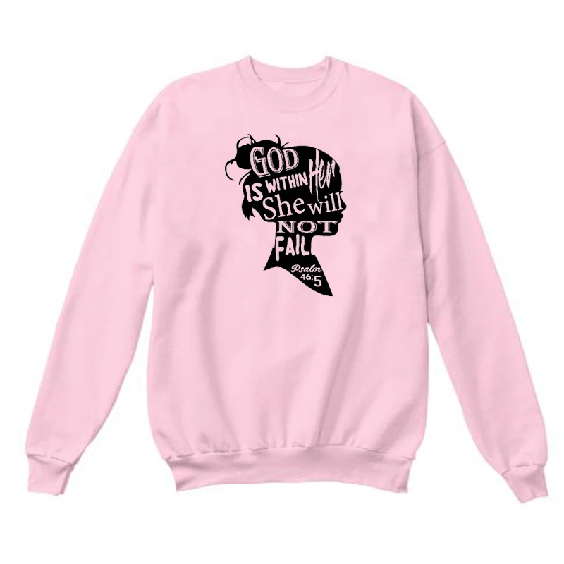 Бог в ней она не пропадет. Футболка с текстом Псалом Библии христианский топ для