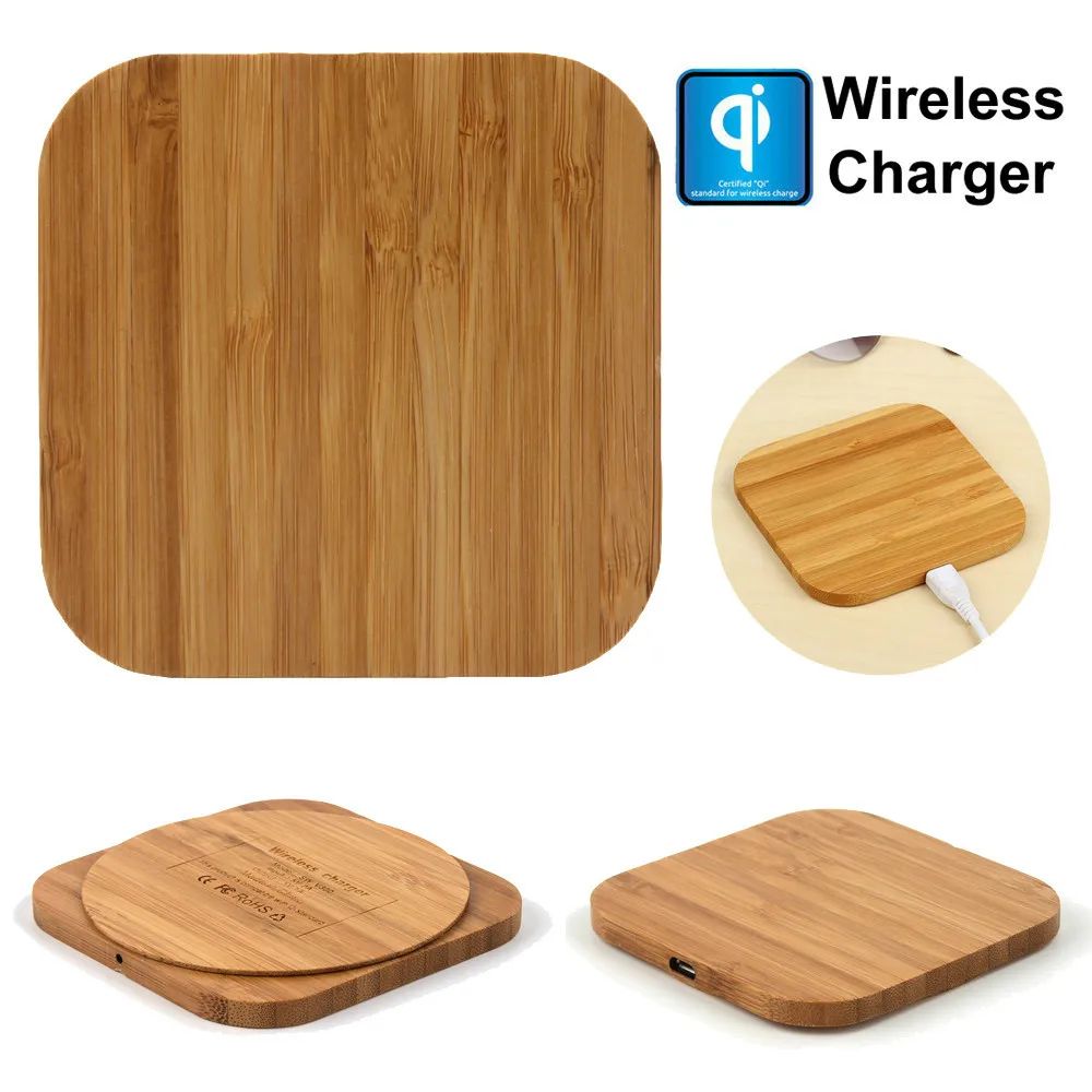 Qi Беспроводное зарядное устройство тонкий деревянный коврик для зарядки Samsung Galaxy